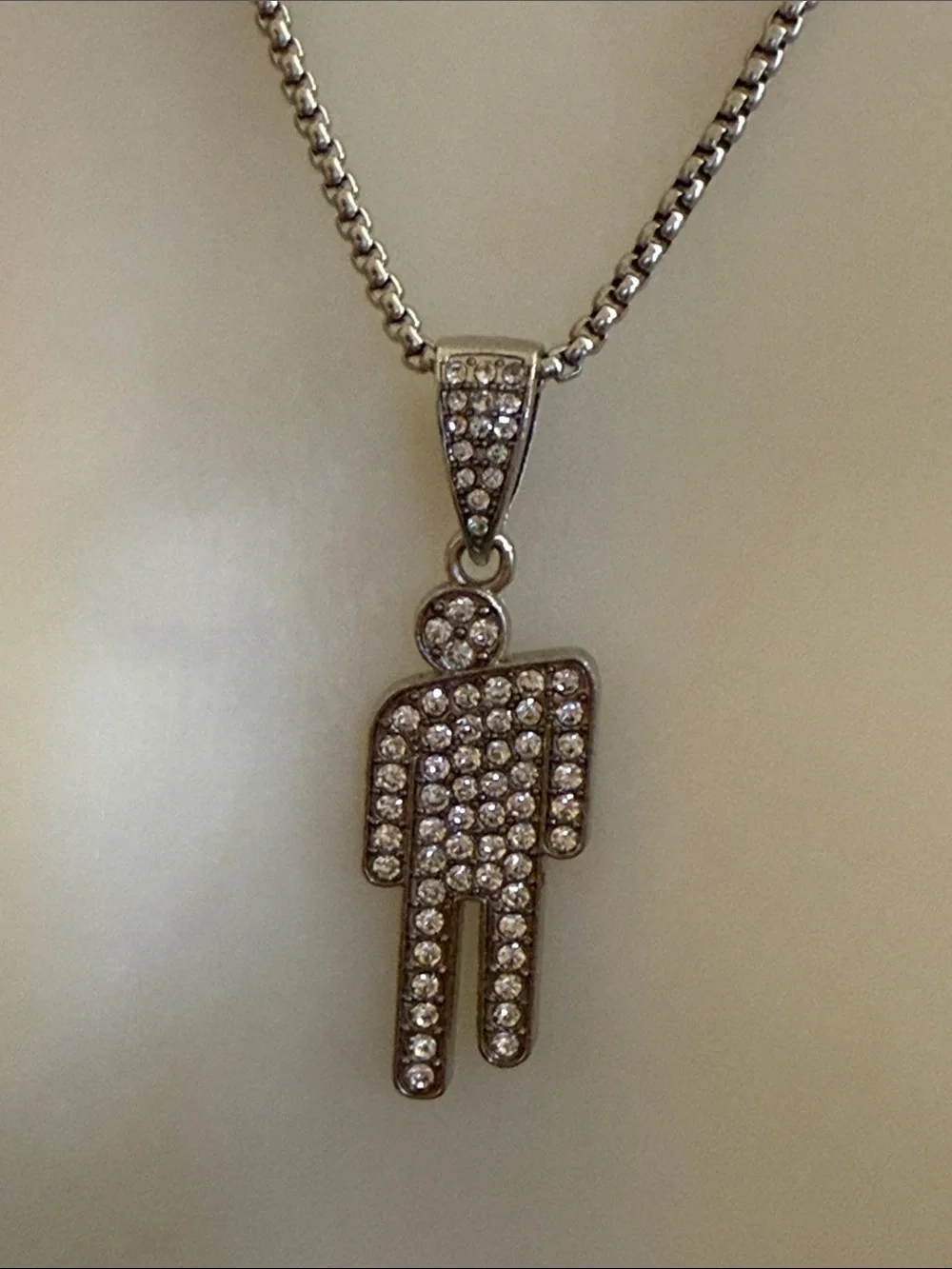 Blohsh Billie Eilish Crystal Bling Pendant Necklace Silver Women Jewelry